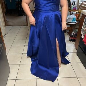 Elegant Blue Gown with Slit